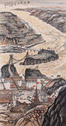 CHINESE SCROLL PAINTING OF RIVER VIEWS