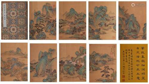 EIGHT PANELS OF CHINESE ALBUM PAINTING OF MOUNTAIN