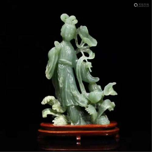 CHINESE SPINACH JADE STANDING BEAUTY