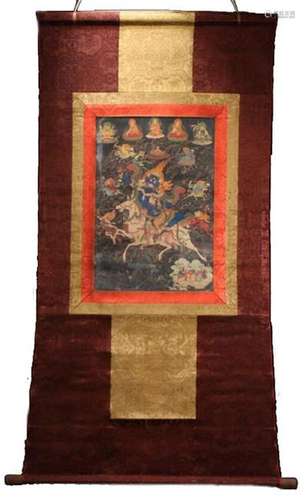 TIBETAN THANGKA OF SEATED BUDDHA