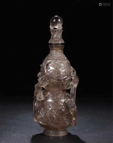 CHINESE TEA ROCK CRYSTAL LIDDED VASE