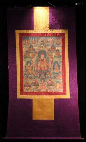 TIBETAN THANGKA OF SEATED BUDDHA