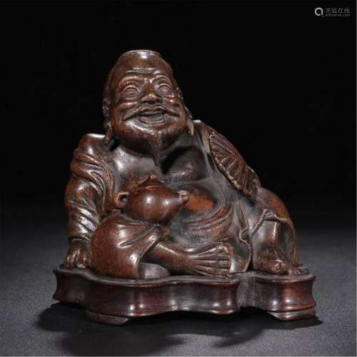 CHINESE AGALWOOD SEATED LOHAN TABLE ITEM