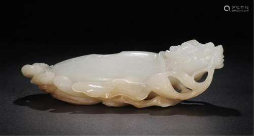 CHINESE WHITE JADE DRAGON BRUSH WASHER