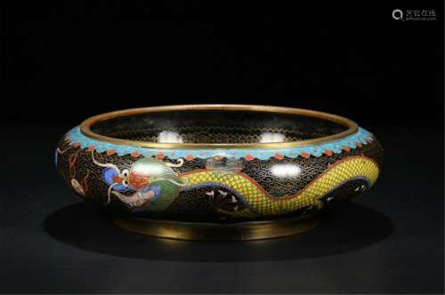 CHINESE CLOISONNE DRAGON BRUSH WASHER