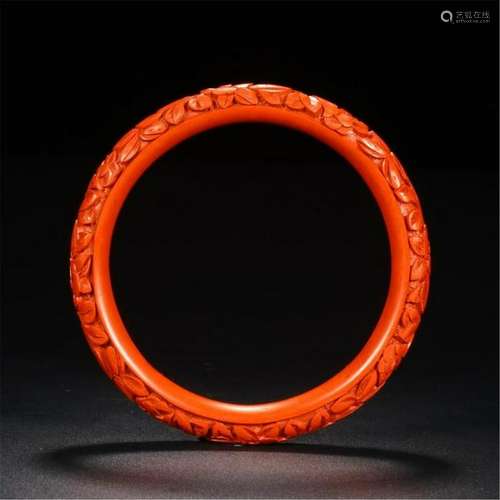 CHINESE CINNABAR BANGLE