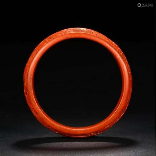 CHINESE CINNABAR BANGLE