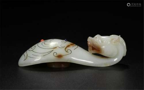 CHINESE NEPHRITE JADE DRAGON BELT HOOK