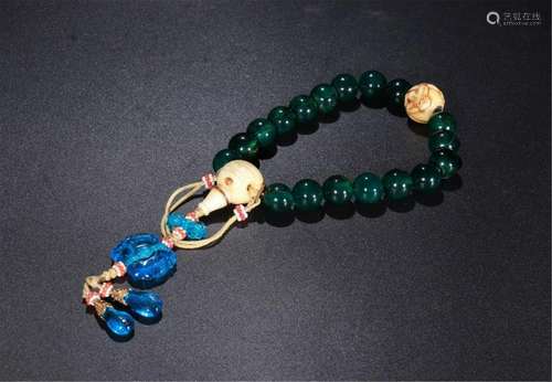 CHINESE DYED BONE BEAD BUDDHIST BRACELET