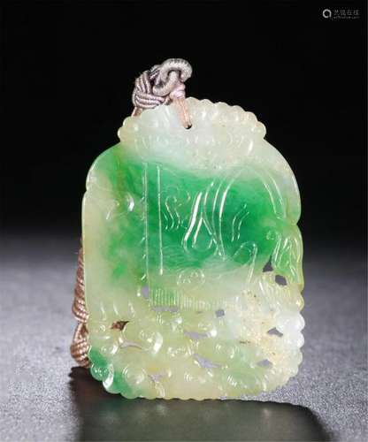 CHINESE JADEITE LOTUS PLAQUE