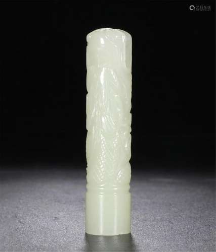 CHINESE WHITE JADE TUBE PENDANT