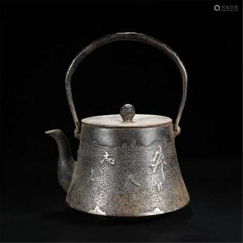 CHINESE IRON LONG HANDLE TEA POT