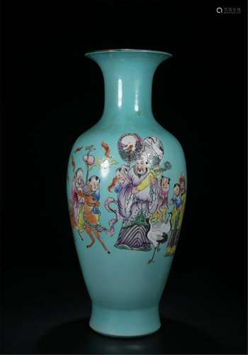 CHINESE PORCELAIN FAMILLE ROSE FIGURES VASE