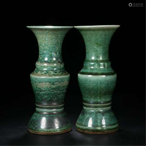 CHINESE PORCELAIN GREEN GLAZE GU VASE