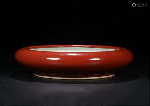 CHINESE PORCELAIN RED GLAZE BRUSH WASHER