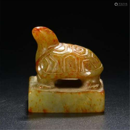 CHINESE ANCIENT JADE TURTLE SEAL