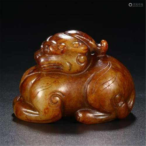 CHINESE ANCIENT JADE BEAST SEAL