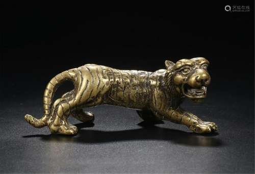 CHINESE GILT BRONZE BEAST TABLE ITEM