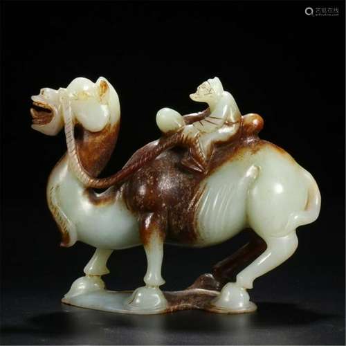 CHINESE CELADON JADE CAMEL TABLE ITEM