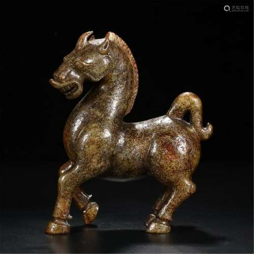 CHINESE ANCIENT JADE HORSE TABLE ITEM