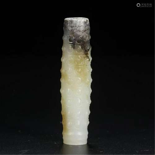 CHINESE NEPHRITE JADE TUBE PENDANT