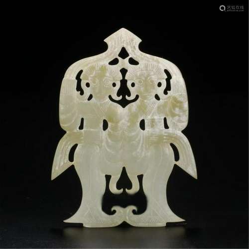 CHINESE ANCIENT JADE FIGURES PLAQUE