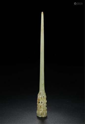 CHINESE CELADON JADE HAIR PIN