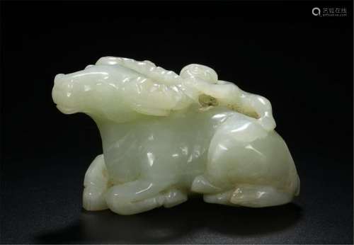 CHINESE CELADON JADE OX TABLE ITEM