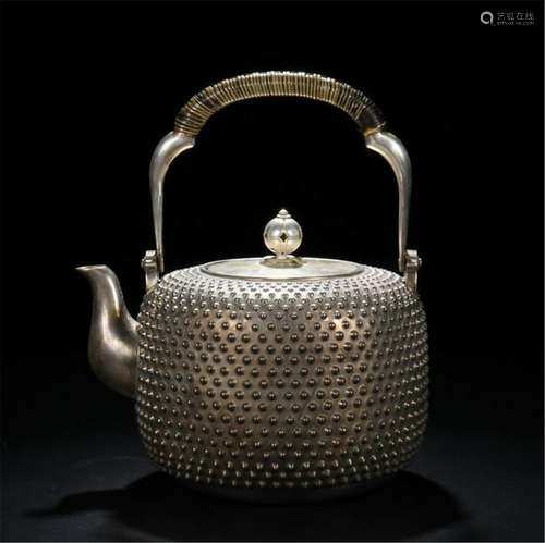 CHINESE SILVER LONG HANDLE TEA POT