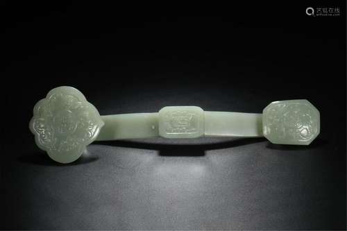 CHINESE CELADON JADE RUYI SECPTER