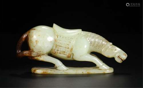 CHINESE ANCIENT JADE HORSE TABLE ITEM