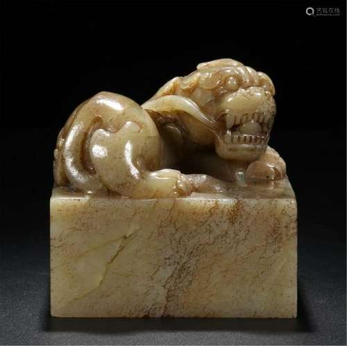 CHINESE SUGAR JADE BEAST SEAL