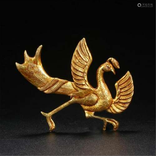 CHINESE GILT BRONZE PHOENIX TABLE ITEM