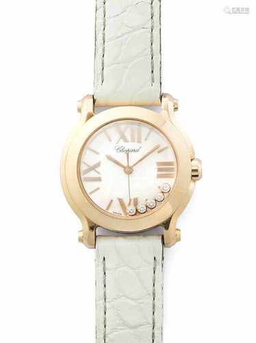 Chopard Brillant-DamenarmbanduhrModell Happy Sport Mini. Gehäuse Nr. 150829 4189. 750 Rotgold.