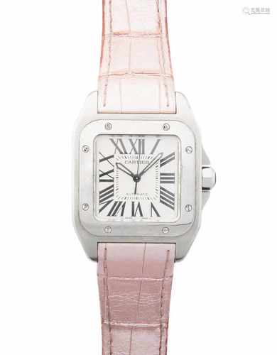 Cartier Saphir-Herrenarmbanduhr2008. Modell Santos. Automatikwerk. Ref. 2878. Gehäuse Nr.