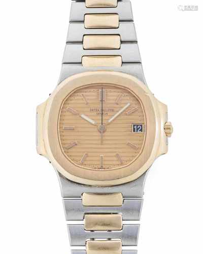 Patek Philippe NautilusAbgerundete, automatische Armbanduhr 80er Jahre in Bicolor Gelbgold-/