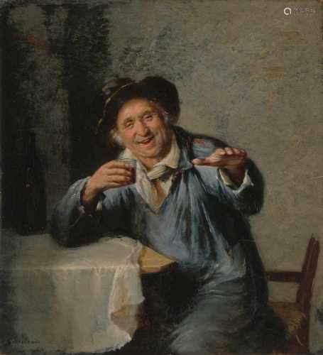 Grosclaude, Louis-Aimé(Le Locle 1784–1869 Paris)ZugeschriebenDer fröhliche Trinker. Öl auf Holz.