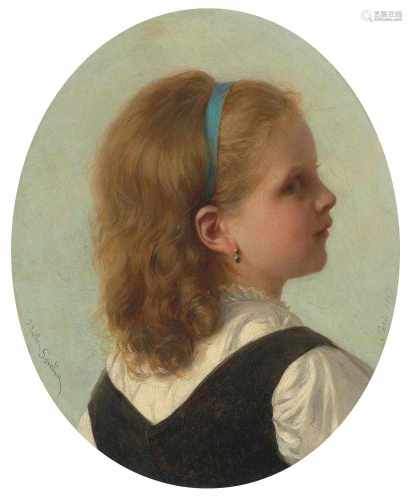 Saintin, Jules-Emile(Lemé 1829–1894 Paris)Mädchenbildnis im Halbprofil. 1867. Unten links signiert