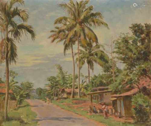 Mayr, Karl Viktor(1882 Wien 1974)Landschaft auf Java. 1931. Öl auf Leinwand aufgezogen auf Karton.