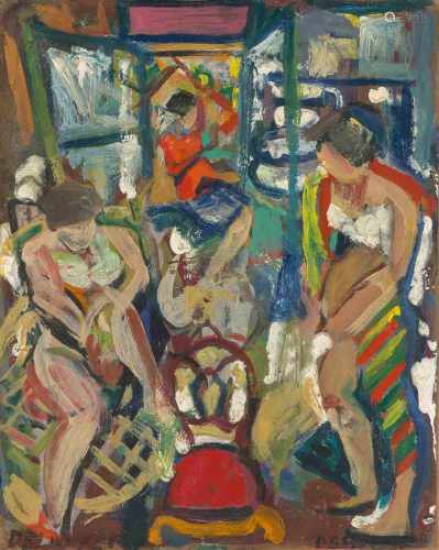 Desnoyer, François(Montauban 1894–1972 Saint-Cyprien)Frauen in einem Interieur. Öl auf Karton, auf