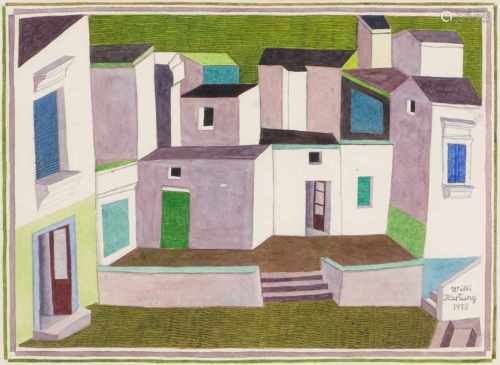 Hartung, Willi(Zürich 1915–1987 Sternenberg)Südliches Städtchen. 1972. Aquarell auf Papier. Unten