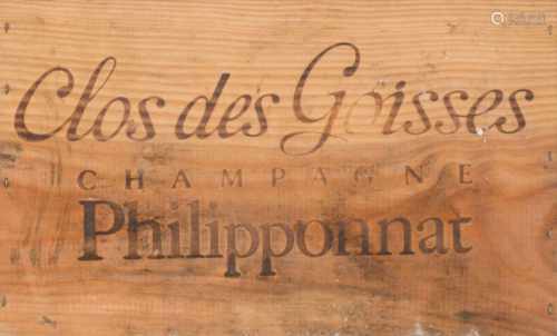 Champagner Philipponnat1986. Clos des Goisses. Orig. Holzkiste. 6 Flaschen.