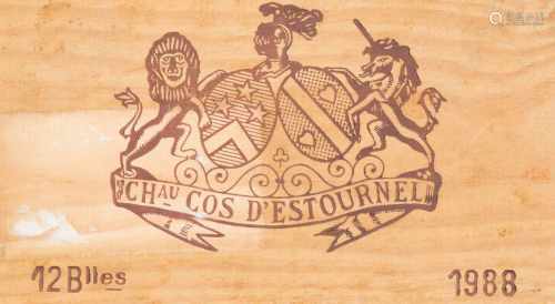 Chateau Cos d'Estournel1988. 2eme Grand Cru. St. Estephe. Orig. Holzkiste. 12 Flaschen.