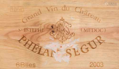 Chateau Phelan Segur2003. Grand Bourgeois Exceptionnel. Orig. Holzkiste. 6 Flaschen.