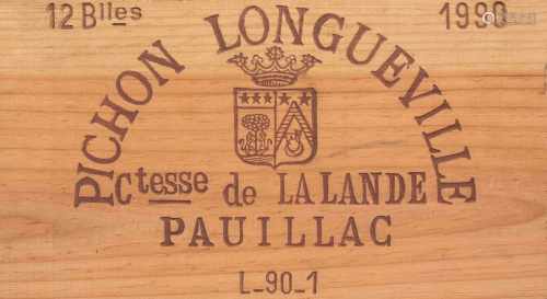 Chateau Pichon Longueville1990. Comtesse de Lalande. 2eme Grand Cru. Pauillac. Orig. Holzkiste, 12