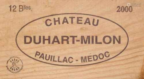 Chateau Duhart Milon Rothschild2000. 4eme Grand Cru. Pauillac-Medoc. Orig. Holzkiste. 12 Flaschen.
