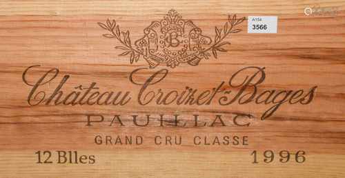 Chateau Croizet Bages1996. 5eme Grand Cru. Pauillac. Orig. Holzkiste. 12 Flaschen.