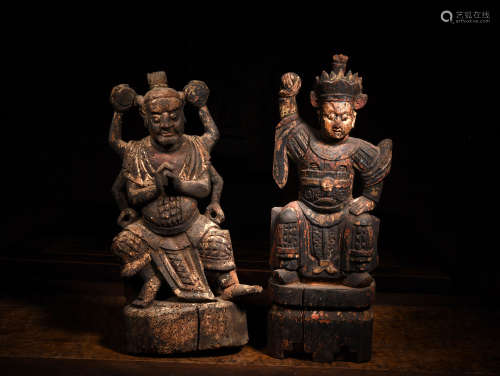 TWO WOODEN FIGURES, 18TH CENTURY