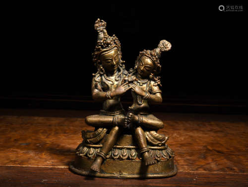 A BRONZE FIGURE OF CHAKRASAMVARA AND VAJRAVARAHI, 19TH CENTURY