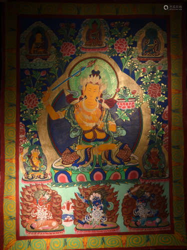 A THANGKA DEPICTING MANJUSHRI, 19TH CENTURY